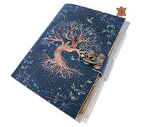 Libro de cuero hecho a mano organizador personal - Diario celta triple luna - Cuaderno de bocetos - Cuaderno de escritura - Diario diario diario - Papel sin forro, marrón, 7 pulgadas
