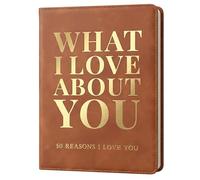 Libro de cuero What I Love About You, 50 Reasons Why I Love You, diario en blanco para él y ella, recuerdo romántico para parejas (marrón)