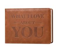 Libro de cuero What I Love About You - 50 Reasons Why I Love You, diario en blanco para él y ella, recuerdo romántico para parejas (Brown Deboss)