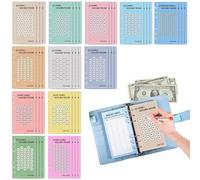Libro de desafío de ahorro de dinero, 100 sobres de seguimiento de desafíos de economía,Tarjetas de seguimiento de desafíos del libro de ahorros A6 | Tarjetas presupuestarias de 6 anillos para