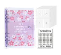 Libro de desafío de ahorro de sobres, 100 carpetas de desafío de ahorro de sobres, carpeta de desafío de ahorro de PVC, carpeta de presupuesto resistente al agua, carpeta de desafíos de sobres