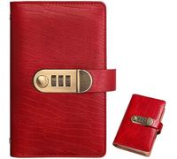 Libro de desafíos for ahorrar dinero con 100 sobres con bloqueo de contraseña, Libreta de Ahorro de cuero de 7 "× 4,2", planificador de presupuesto for gestión de efectivo(Red)