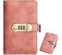 Libro de desafíos for ahorrar dinero con 100 sobres con bloqueo de contraseña, Libreta de Ahorro de cuero de 7 "× 4,2", planificador de presupuesto for gestión de efectivo(Pink)