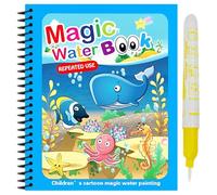 Libro de dibujo de agua,Pintura Color Maravilla Libros Para Colorear Reutilizable - Papel de dibujo de educación temprana con diferentes escenas de dibujos animados compatibles para el hogar y la escu