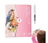 Libro de ejercicios de acuarela, libro de trabajo de acuarela para principiantes, guía de acuarela, juego de colores para principiantes, manual de acuarela con 12 colores y pinceles, herramientas de