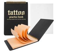 Libro de ejercicios de tatuaje de 10 hojas, piel sintética de 1 mm, 20 x 15 cm, formato libro con película protectora y páginas extraíbles, cuaderno de entrenamiento de doble cara para principiantes y