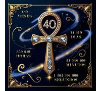 Libro de Firmas 40 Cumpleaños - Ankh Llave de la Vida en Oro y Diamante | Edición Mágica de Lujo