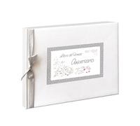 Libro de Firmas 60 Cumpleaños - Tapa Dura con Lazo de Raso | Papel Grueso 160g | 64 Páginas para Mensajes, Fotos y Huellas | Recuerdo y Decoración para Fiesta Especial | Arguval (Ocaciones)