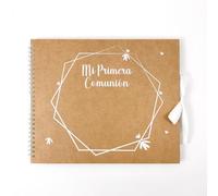 Libro de firmas Comunión Natura Figura| Medidas 23 x 27,5 cm, con 30 paginas 3 Hojas Pegatinas Letras y números y 3 Hojas Stickers Decorativos, 2 Hojas Pegatinas esquineras y Cierre con Lazo| Arguval