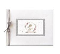 Libro de Firmas de Comunión para Niño Recuerdo Familiar y de Invitados con Álbum de Fotos Encuadernación en Guaflex 64 Páginas de Papel Crema Tamaño 27,5 x 23 cm ideal regalo en la comunión y un