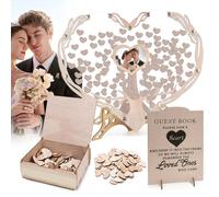 Libro de Firmas para Boda de Madera con 100 Corazones