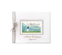 Libro de firmas para comunión color blanco con espiga PERSONALIZADO con grabado en la portada de nombre y fecha (niño)