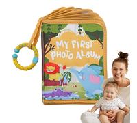 Libro de fotos de bebé, suave libro de fotos familiar para niños pequeños, diario con patrón de león con espejo seguro, bonito álbum de recortes, decoración del hogar para cunas, viajes, bodas