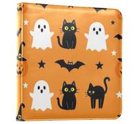 Libro de fotos de piel sintética con diseño de gato de Orange Spirit | Álbumes de fotos, carpeta de anillos recargable, 20 hojas desmontables, para regalo de viaje de boda