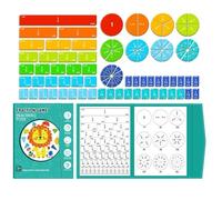 Libro de fracciones magnéticas de 12 años, juego de cálculo de fracciones magnéticas, juego de fracturas de matemáticas magnético, juego interactivo de aprendizaje para niños - escuela y hogar