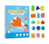 Libro de geometría de 15 modelos, juego de geometría de iluminación colorida, manipuladores matemáticos de pensamiento espacial con pegatinas de animales, cinta adhesiva y educativa para niños