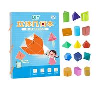 Libro de geometría para niños, 15 modelos coloridos manipulativos matemáticos de pensamiento espacial con pegatinas y cinta de animales