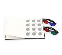 Libro de gráficos de estereograma de puntos aleatorios para detección de astigmatismo y daltonismo con 2 pares de gafas, gran campo de visión, portátil 19x