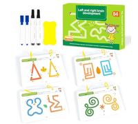 Libro de Grafomotricidad Borrable, Desarrollo del Cerebro Izquierdo y Derecho, Libros de Trazado Reutilizables para Niños de 3, 4, 5, 6 Años, Libros de Actividades Preescolares, Libro Vacaciones