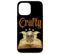 Libro de hechizos con forma de calavera de luna creciente de Crafty Witch Core Carcasa para iPhone 13 Pro Max