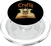 Libro de hechizos con forma de calavera de luna creciente de Crafty Witch Core PopSockets PopGrip para MagSafe