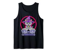 Libro de hechizos de gato bruja ocultismo pentagrama mágico familiar Camiseta sin Mangas
