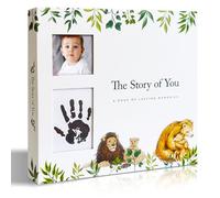 Libro de hitos para bebés con temática animal, libro de recuerdos para bebé con bolsillo frontal para fotos, recuerdo de libro de bebé de 8.9 x 8.2 pulgadas, libro de recuerdos de bebé de 80 páginas