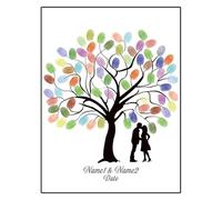 Libro de huéspedes de lienzo de árbol de huellas d DIY árbol de huellas dactilares novia novio silueta libro visitas boda Multicolor varios tamaños(Color06,40x60cm)