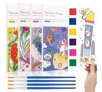 Libro de Imágenes para Colorear para Niños con Acuarelas, Pincel de Tanque de Agua, Patrones y Marcapáginas 4PCS