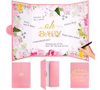 Libro de invitados grande para baby shower, con estampado rosa Oh Baby, libro de visitas alternativo, libros de recuerdos de firma, regalos para niños y niñas, libro de invitados, juegos de fiesta