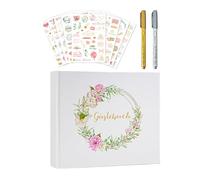 Libro de invitados para boda | Registro de invitados con tapa dura y bolígrafos | Libro para firmas en idioma alemán, para compromiso, ceremonia, renovación de votos, baby shower, cumpleaños