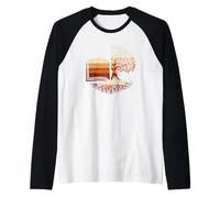 Libro de Lectura Árbol del Conocimiento Retro Naturaleza Gráfico Camiseta Manga Raglan