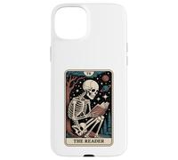 Libro de Lectura de Cartas del Tarot Divertido para Amantes de los Libros con Forma de Esqueleto de The Reader Carcasa para iPhone 15 Plus
