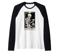Libro de Lectura de Cartas del Tarot Divertido para Amantes de los Libros con Forma de Esqueleto de The Reader Camiseta Manga Raglan