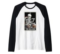 Libro de Lectura de Cartas del Tarot Divertido para Amantes de los Libros con Forma de Esqueleto de The Reader Camiseta Manga Raglan