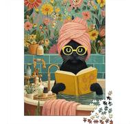 Libro de Lectura de Gato 1000 Pieza Stock De Cartas Premium Rompecabezas Conjunto para Adultos Desafío Educativo Regalo Decoración De Paredes 70x50cm/1000pcs