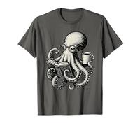 Libro de Lectura de Pulpo Vintage Café Cefalópodos Literatura Camiseta