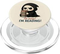 Libro de Lectura Grim Reaper Worm Cute Skeleton Books PopSockets PopGrip para MagSafe