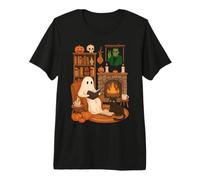 Libro de Lectura Retro de Halloween Acogedor Fantasma de Frankenstein de los años 90 Camiseta Premium