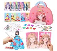 Libro de Maquillaje de Princesas Kit Libros de Vestir Juego de Vestir Princesas Libros de Vestir a la Princesa DIY Princesa Dress-Up Libro de Pegatinas con Diamante Creative Painting Manualidades
