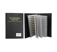 Libro de muestras de condensadores de 80 valores de la serie 0402, kit surtido de componentes electrónicos, organizador compacto de plástico negro con compartimentos etiquetados