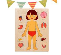 Libro De Partes del Cuerpo para Bebés De 1 A 3 Años,Partes del Cuerpo Humano Educativas Madera - Juguetes Científicos Infantiles para Aprendizaje Escolar en Viajes Niños Niñas Estudiantes