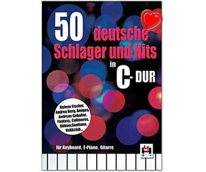 Libro de partituras "50 Deutsche Schlager y Hits in C-Dur" acompañado de bajo, agrupa las 50 canciones más famosas del "Schlager" alemán: