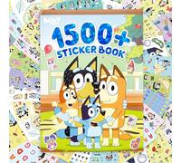 Libro de pegatinas Bluey 1500+, incluye pegatinas de papel para cartas, azul, bingo, bandido, chile y más, tamaños grandes y pequeños, gran papelería infantil