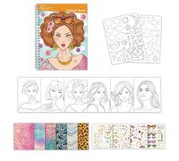 Libro de pegatinas de diseño a la - Kit Arts Manualidades DIY para niñas | Juego de actividades para vestir | Crea tus propias ropas, álbum de bocetos con plantilla, juguete de viaje