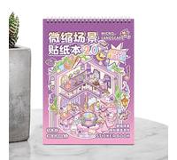 Libro de pegatinas de escenario en miniatura 3D, pegatinas de escenario en miniatura 3D - Calcomanías de dormitorio - Escena 3D pegatinas de escena Kids Cartoon Divertido Scrapbook Decals Libro para