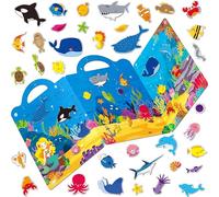 Libro de Pegatinas de Gel Reutilizables, 36 Animales Marinos, Pegatinas de Gel Gruesas y Resistentes al Agua, Tema de Animales Marinos, Juego de Actividades de Coincidencia para Niños Pequeños