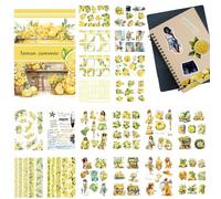 Libro de pegatinas de la serie vintage - Juego de pegatinas florales con diseño de limón vintage para suministros de diario y manuales | Pegatinas decorativas de animales para botellas de agua