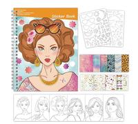 Libro De Pegatinas De Moda | Libro de Actividades Reutilizable de Vestir y Dibujar,Juguetes Educativos De Habilidades Motoras Finas Para Niñas, Adolescentes, Bebés, Preescolar, Hogar, Aula y Cumpleaño