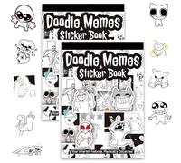 Libro de pegatinas Doodle Meme: 460 pegatinas dibujadas a mano para diarios, agendas y expresión de estado de ánimo | Humor absurdo, estética Gen Z, regalo ideal para amigos y amantes (2Pcs)
